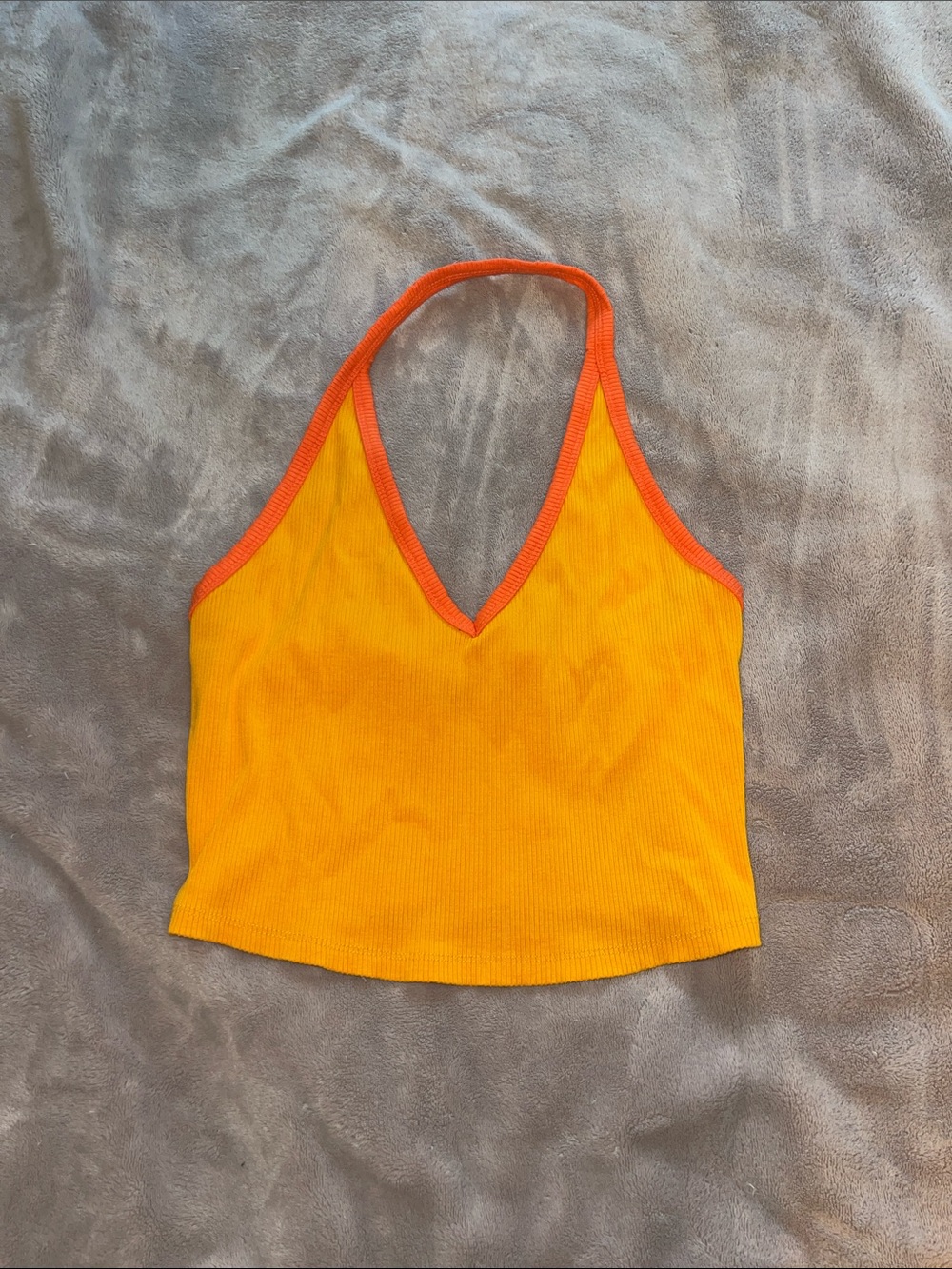 wild fable Yellow Halter Crop Top with Orange Trim